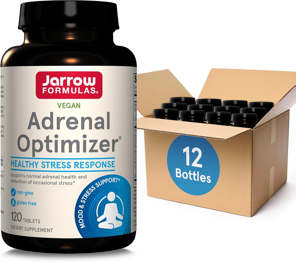 Jarrow Formulas Adrenal Optimizer με Ashwagandha, Chamomile και Schizandra εκχύλισμα, υποστηρίζει τη μείωση του περιστασιακού στρες, 120 Vegan δισκία, 60 ημέρα εφοδιασμού (πακέτο OF12)
