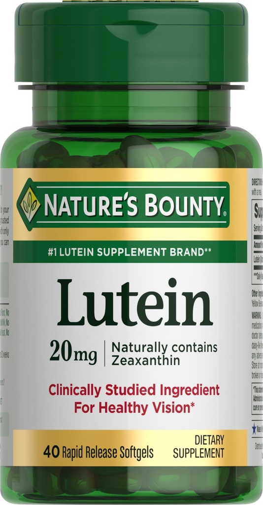 Nature's Bounty Lutein Pills, Eye Health Supplements and Vitamins, Support Vision Health, 20 mg, 40 Softgels