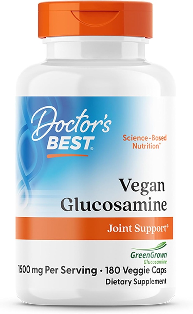 Doctor's Best Vegan Glucosamine Sulfate, Joint Support, Non-GMO, Vegan, Gluten Free, Soy Free, 750 mg 180 Veggie Caps