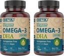 DEVA Vegan Omega-3 DHA Supplement - Once-Per-Day Softgels 200 MG - Carrageenan Free - Gelatin Free - Non-Fish - Algae Oil Omega-3 Fatty Acids - 90 Softgels (Pack of 2)