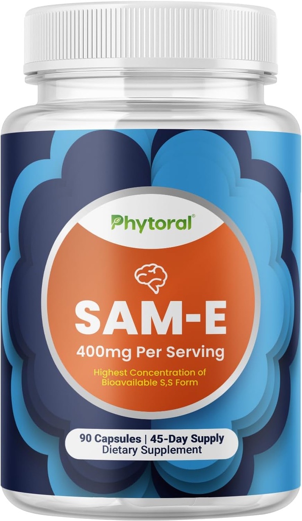 Αμιγές συμπλήρωμα SAM E 400mg - Nootropic SAM E 400mg ανά υπηρεσία για την υποστήριξη μνήμης & εγκεφάλου, την κοινή και ηπατική υγεία - Φυσική S-αδενοσυλομεθειονίνη για την ισορροπία Mood - 90 κάψουλες