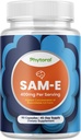 Αμιγές συμπλήρωμα SAM E 400mg - Nootropic SAM E 400mg ανά υπηρεσία για την υποστήριξη μνήμης & εγκεφάλου, την κοινή και ηπατική υγεία - Φυσική S-αδενοσυλομεθειονίνη για την ισορροπία Mood - 90 κάψουλες