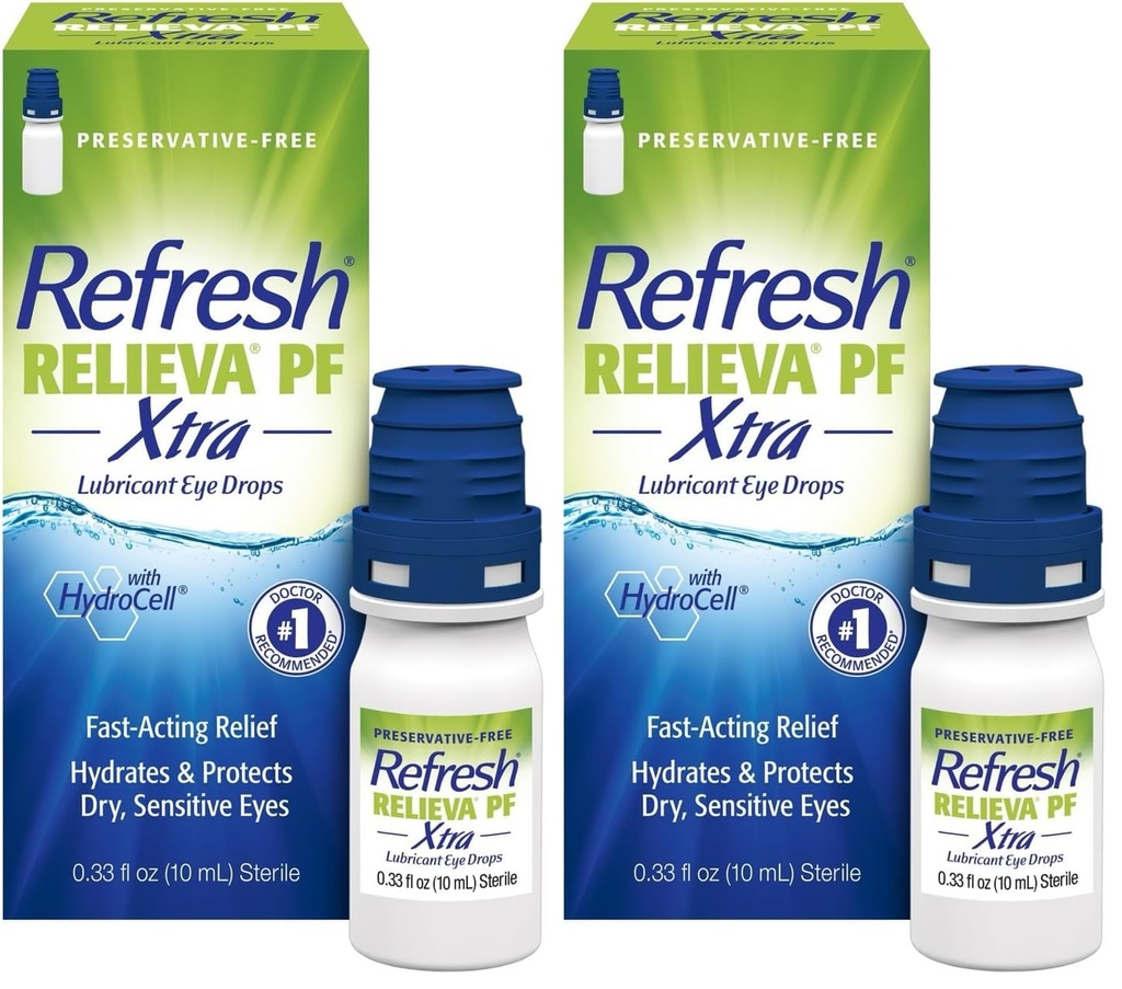 Ανανέωση RELIEVA PF Xtra Συντηρητικά-ελεύθερο τεχνητά δάκρυα Λιπαντικές σταγόνες ματιών, 2x0.33 fl oz (20 mL), 2 κόμης