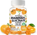 Μαγνήσιο Γλυκινικό Gummies- Συμπλήρωμα μαγνησίου χωρίς ζάχαρη με βιταμίνη D, B6, CoQ10 για υποστήριξη ηρεμίας & ύπνου - 90 Orange Gummies