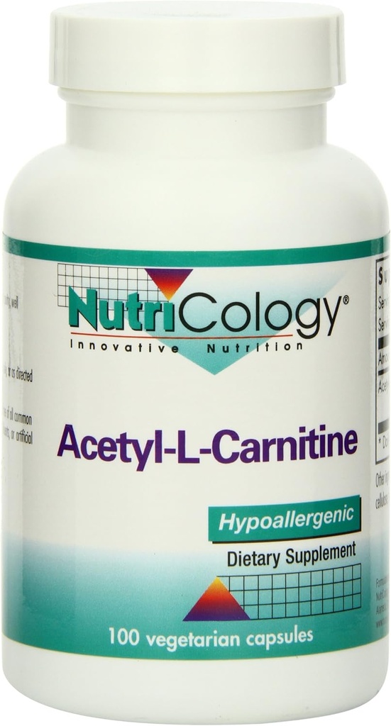 Nutricology Acetyl-L-Carnitine 500mg συμπλήρωμα - Μεταβολισμός και την ενεργειακή υποστήριξη, ALC, ελεύθερη μορφή Amino Acid, κάψουλες χορτοφάγων - 100 Count