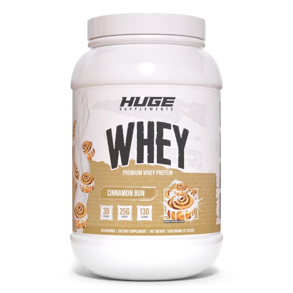 Τεράστιο Whey, σκόνη πρωτεΐνης για μυϊκή αύξηση, 25g πρωτεΐνη, 12g EAAs, υποστηρίζει την ανάπτυξη των μυών, την απόδοση και την αποκατάσταση (Cinnamon Bun, 30 εξυπηρετούν)