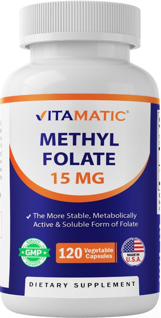 Vitamatic methyl folate 15mg – 120 κάψουλες λαχανικών Βελτιστοποιημένες και ενεργοποιημένες υψηλής ισχύος – Μεταβολικά Ενεργό Folate