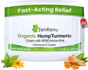 Zenrenu οργανικά Hemperic αρθρώσεις & κρέμα μυών με Arnica, MSM, εκχύλισμα λαδιού κάνναβης, & 7 αιθέρια έλαια - μη λιπαρή & γρήγορη απορρόφηση για πλάτη, λαιμό, αγκώνες, γόνατα, & Hip 2 oz