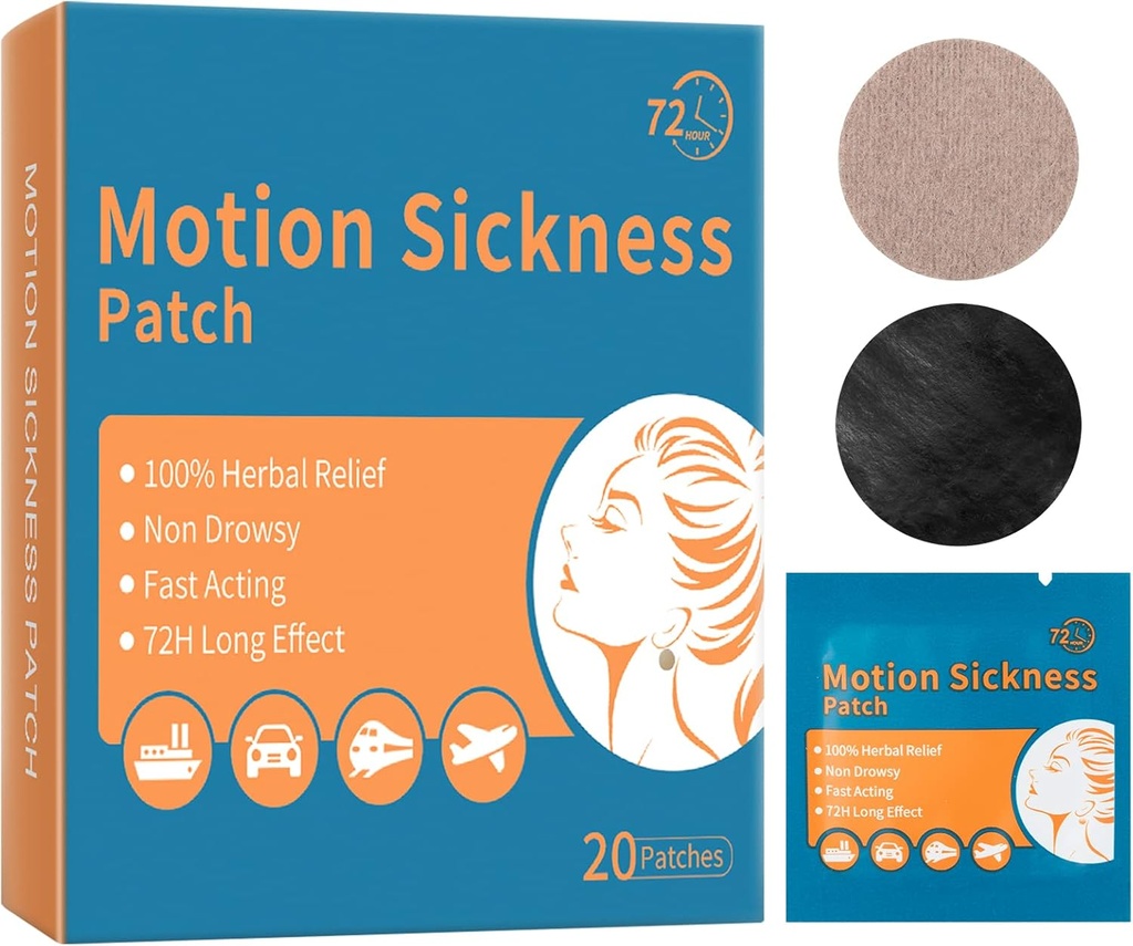 Sea & Motion Sickness Patches - Ζάλη Ίλιγγος & Ναυτία Ανακούφιση - Αντιεμετός Συγκροτήματα για ενήλικες & παιδιά - για αυτοκίνητα Κρουαζιέρες Πλοία Αεροπλάνα Τρένα Λεωφορεία & Άλλες Μορφές Μετακίνησης - 20 Patch