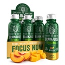 BrainJuice Brain Support Shot, Gluten Free Supplement Shots για ενέργεια & εστίαση, υγιεινά ποτά με Alpha GPC, βιταμίνη Β & Βιολογικό εκχύλισμα πράσινου τσαγιού Caffeine, Ροδάκινο Mango, 2,5 fl oz, 12 Pack