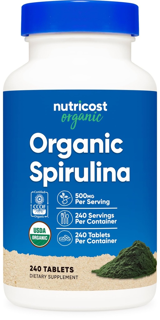 Nutricost Organic Spirulina 500mg, 240 Tablets - Gluten Free, Non-GMO
