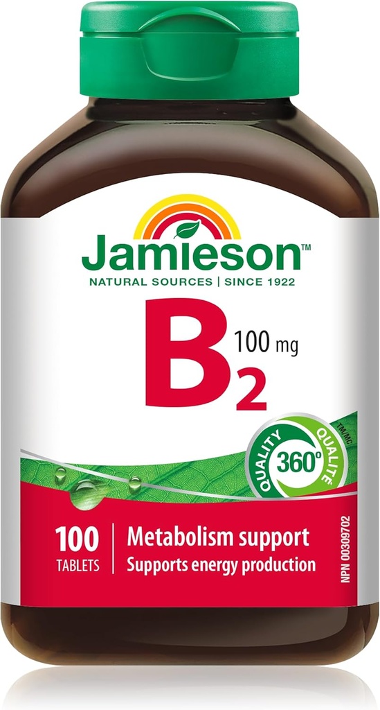 Jamieson Vitamin B2 (Riboflavin) 100 mg, 100 tablets