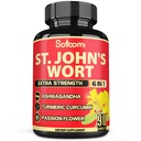Satoomi St. John's Wort Capses Extract Supplement - 6 Herbs Ισοδύναμο 5050 mg - Συναισθηματική Ισορροπία, Χαρωπή Mood & Mood Υποστήριξη - 1 Pack 90 Veggie Caps 3-Month Supply