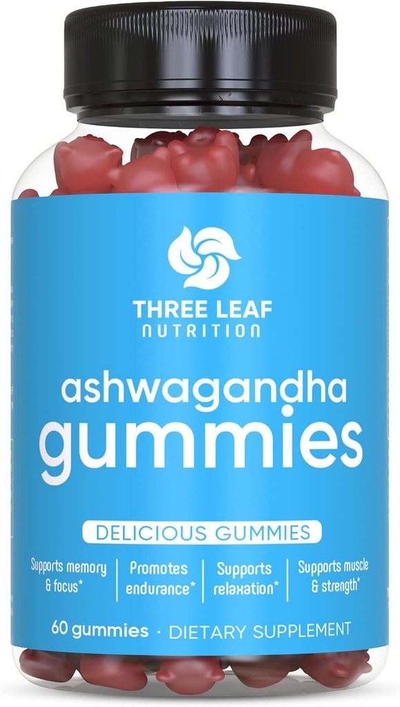 Ashwagandha Gummies για άνδρες & γυναίκες - Ashwagandha συμπληρώματα υποστηρίζει εστίαση, μνήμη, ηρεμία & ενέργεια - Ashwagandha εκχύλισμα Gummy - 60 Gummies