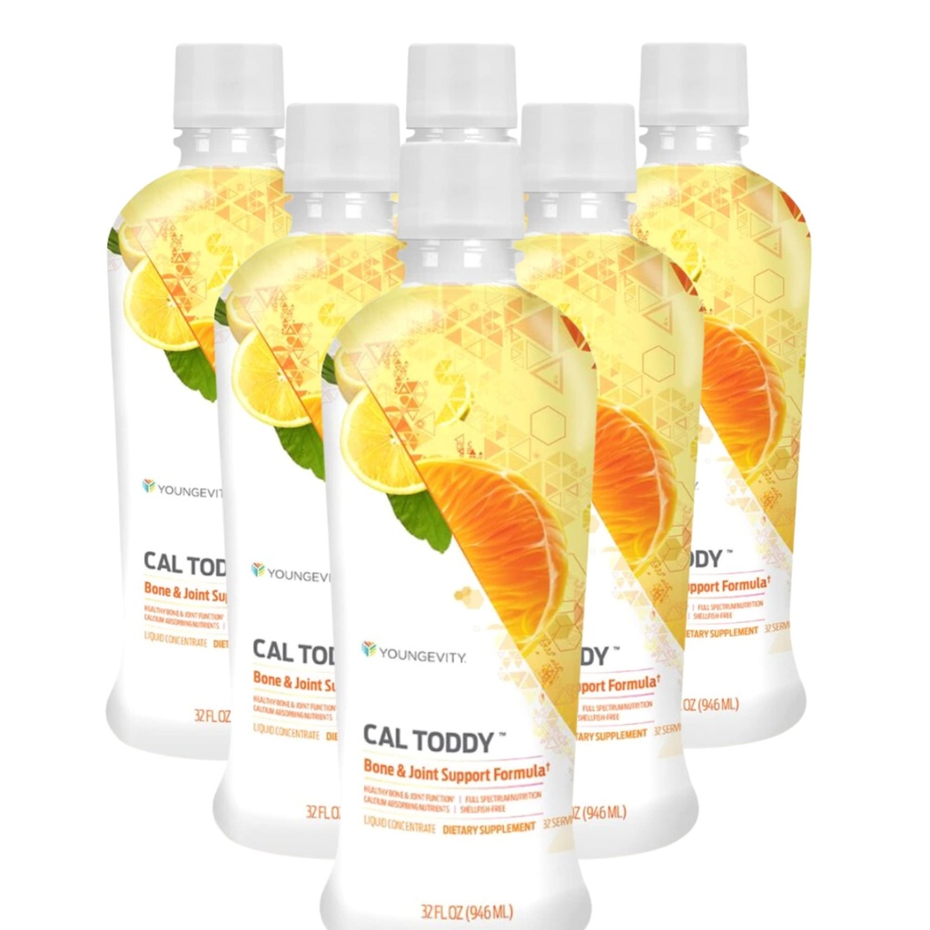 Youngevity Cal Tody - Ασβέστιο (Citrate, Phosphate) Μαγνήσιο 1.200mg/600mg - Βιταμίνες D-3, Ψευδάργυρος, Χαλκός, Κάλιο, Βόριο & 70+ Trace Mineral Cofactors - Υποστηρίζει την υγεία των οστών - 32 Fl Oz (Pack of 6)