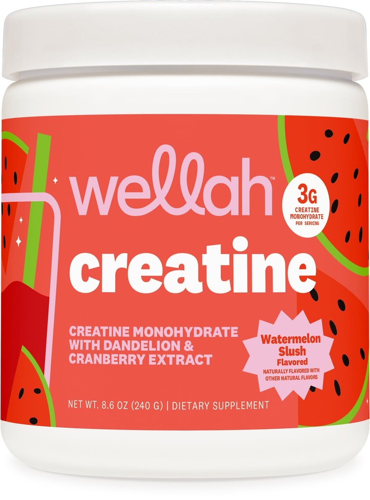 Wellah Creatine for Women (50 Servings, Watermelon Slus) - Κρεατίνη Μονοένυδρη με Dandelion & Cranberry Extract