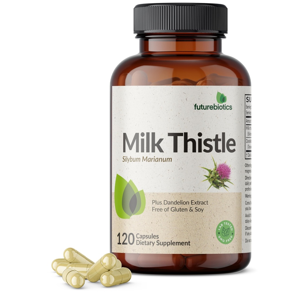Futurebiotics Milk Thistle Silymarin Marianum & Dandelion Extract Υποστήριξη για την υγεία του ήπατος, Αντιοξειδωτική Υποστήριξη, Detox, 120 κάψουλες