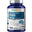 NusaPure PQQ Supplement 40 mg, 120 κάψουλες Veggie, μη ΓΤΟ, Pyrroloquinoline Quinone Disodium Salt, Bioperine