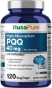NusaPure PQQ Supplement 40 mg, 120 Veggie Capsules, Non-GMO, Pyrroloquinoline Quinone Disodium Salt, Bioperine