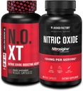 Jacked Factory N.O. XT Συμπλήρωμα οξειδίου του αζώτου (90 κάψουλες) & Nitrosigine L-αργινίνη Nitric Oxide Booster (90 κάψουλες) για ανάπτυξη μυών, αντλίες, αγγειότητα & ενέργεια