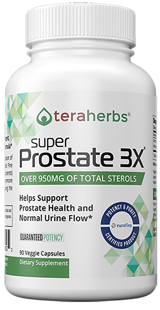 teraherbs Super Prostate 3X - Έλεγχος της ουροδόχου κύστης, & Υποστήριξη για τη διεύρυνση Prostate & συχνή ούρηση - Συμπληρώματα προστάτη για άνδρες - 90 κάψουλες