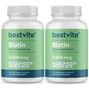 BESTVITE Biotin 5000mcg (240 κάψουλες χορτοφάγων) (120 x 2) - Δεν Stearates - Δεν Flow Agents - Vegan - Μη ΓΤΟ - Χωρίς γλουτένη - Μαλλιά, δέρμα, νύχια