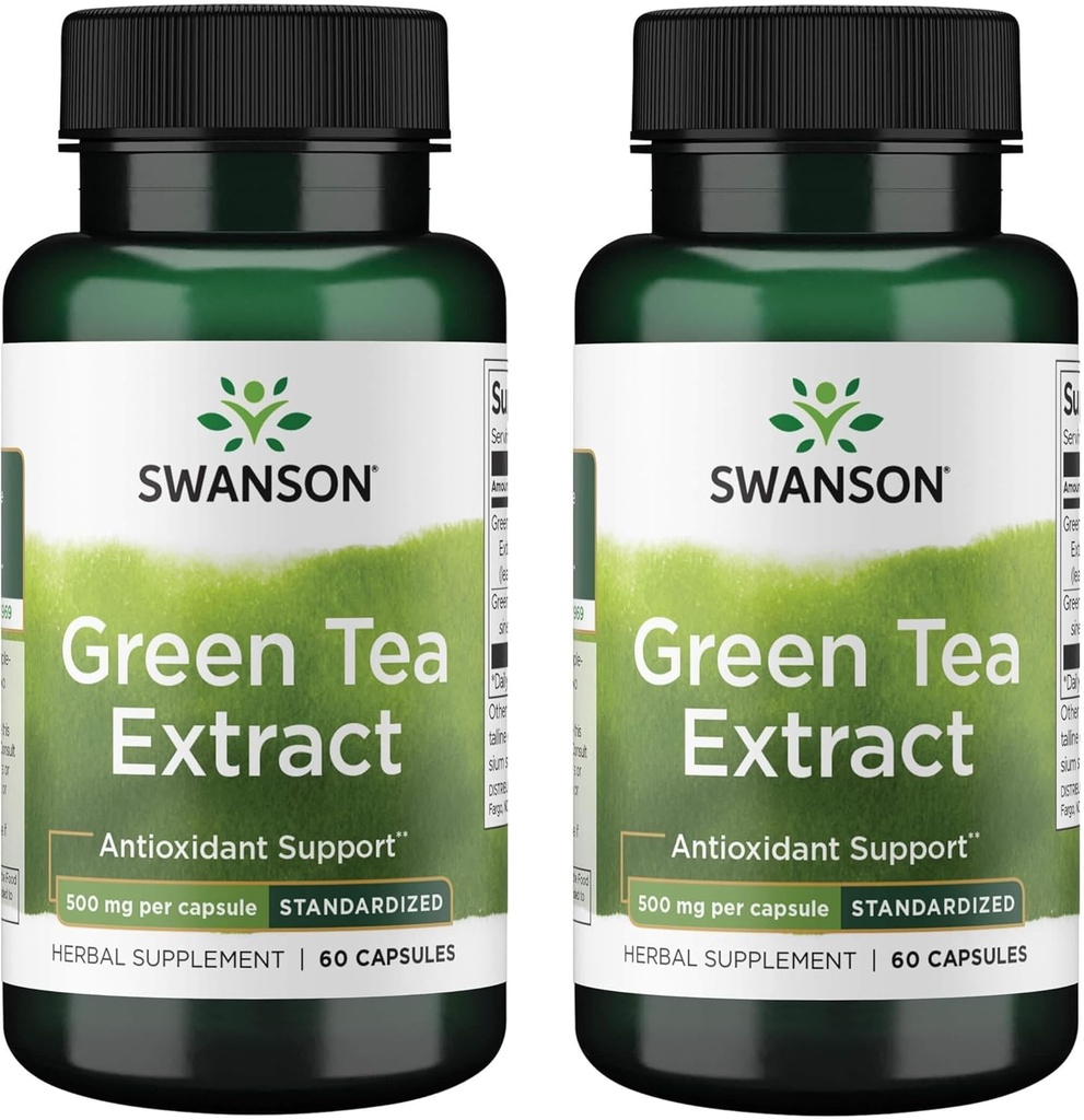 Swanson Πράσινο Τσάι Extract 500 Milligrams 60 Κάψουλες (2 Συσκευασία)