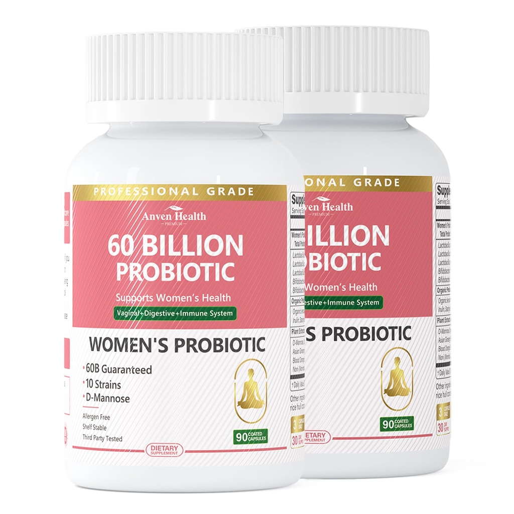 Probiotics and Prebiotics for Women pH Ισορροπία & Διήθηση - 60 Δισεκατομμύρια Κολπικά Προβιοτικά με Cranberry & D- Mannose για Ουλές, Ουρολοίμωξη, Ανοσοποιητική Υγεία, Vegan & Non-GMO 