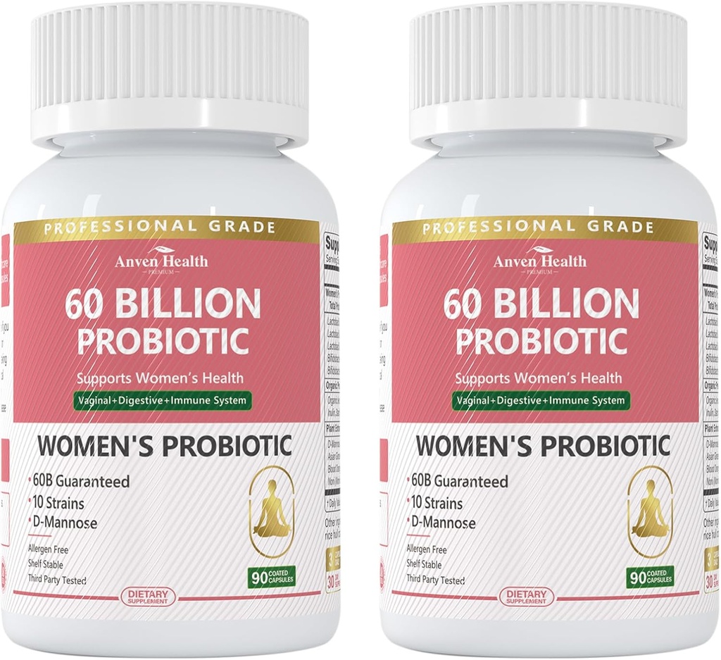 Probiotics and Prebiotics for Women pH Ισορροπία & Διήθηση - 60 Δισεκατομμύρια Κολπικά Προβιοτικά με Cranberry & D- Mannose για Ουλές, Ουρολοίμωξη, Ανοσοποιητική Υγεία, Vegan & Non-GMO 