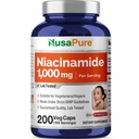 NusaPure Niacinamide 1000mg 200 κάψουλες λαχανικών (Non-GMO, Vegan) Flush Free