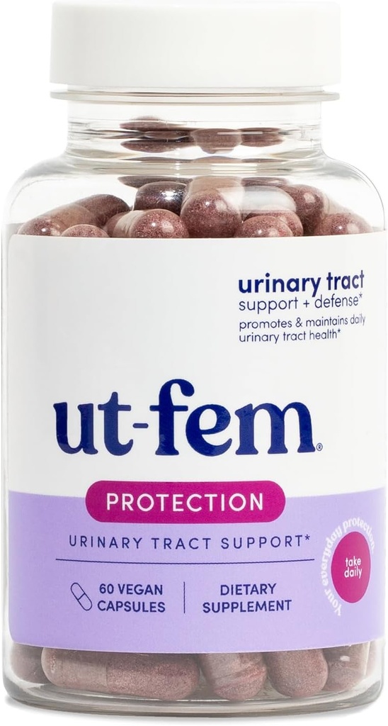 UT-Fem Protection - Urinary Tract Defense for Women, 3-in-1 Daily Defense Formula to Protect Urinary Tract Health, D-Mannose, Cranberry + Hibiscus, Φυσικό συμπλήρωμα - 60 Vegan Κάψουλες