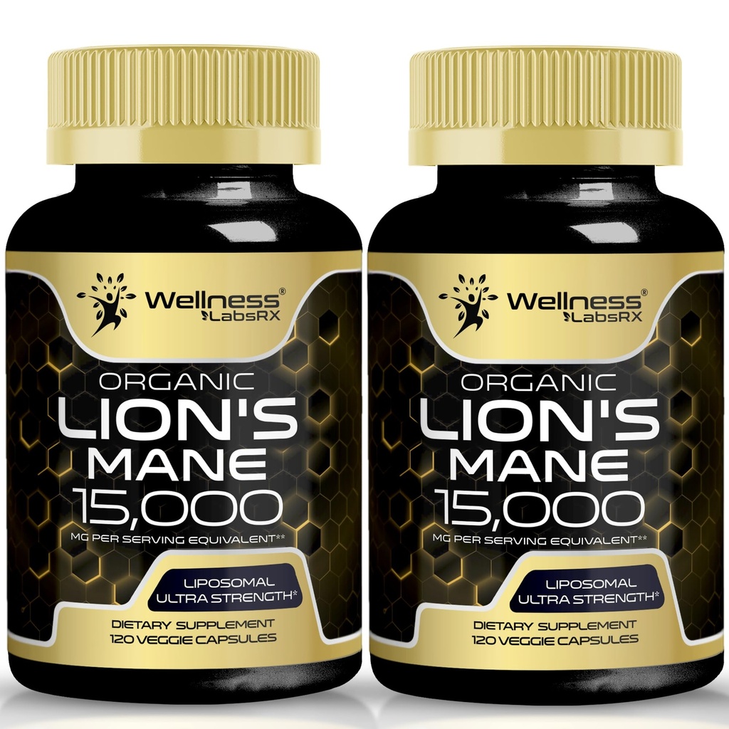 Lions Mane Συμπληρώματα κάψουλες - 120 Count - συμπλήρωμα μανιταριών, Συμπληρώματα εγκεφάλου για τη μνήμη και εστίαση, κάψουλες μανιταριών Lion's Mane Mushroom - Γνωστική & ανοσοποιητική υποστήριξη, συμπλήρωμα εστίασης - 2 Pack