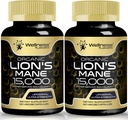 Lions Mane Supplement Capsules - 120 Count - Mushroom Supplement, Brain Supplements for Memory and Focus, Lion's Mane Mushroom Capsules - Cognitive & Immune Support, Focus Supplement - 2 Pack