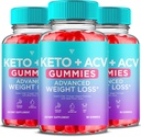 (3 Pack) Keto ACV Gummies Advanced Weight Loss, ACV Keto Gummies for Weight Loss Women Keto + 1000MG Apple Cider Vinegar Advanced Fat Burn Dietary Support Gummy Supplement Formula (180 Gummies)