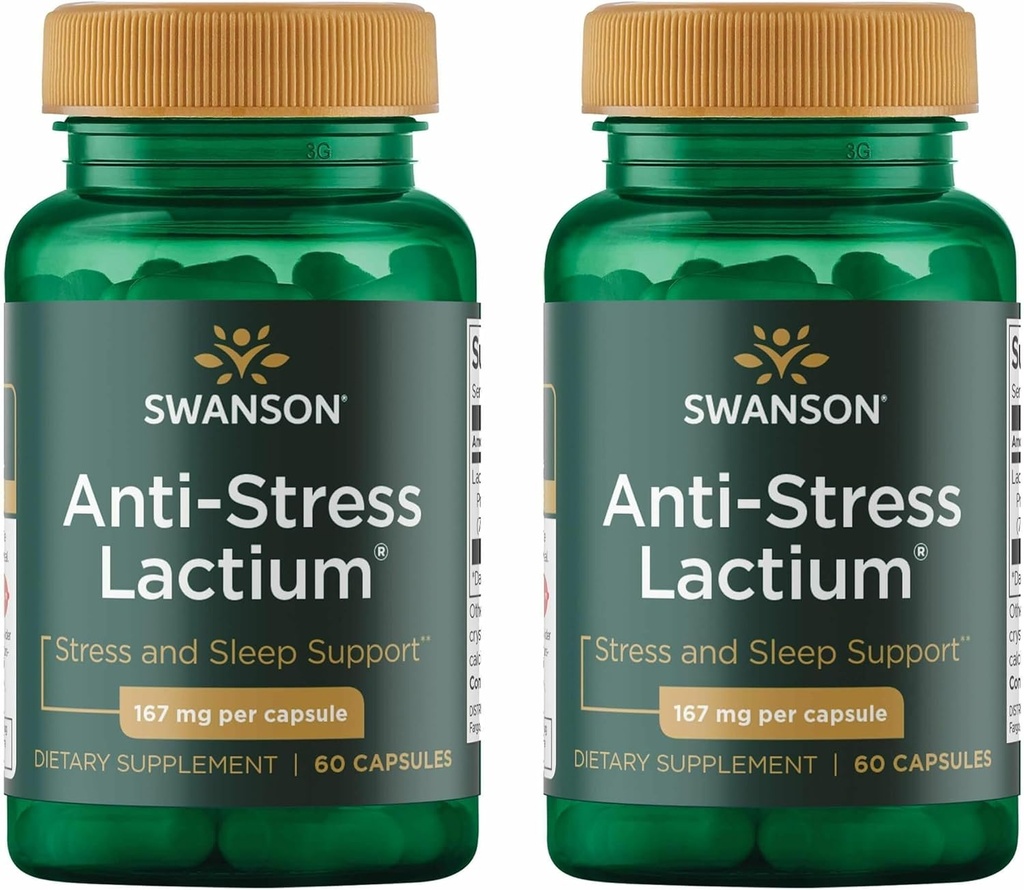 Swanson Γυναικεία Anti-Stress Formula (Lactium) - Βοηθά στην αντιμετώπιση του άγχους, προωθεί την χαλάρωση και την υποστήριξη του ύπνου - (60 κάψουλες, 167mg) 1 συσκευασία (2 πακέτο)