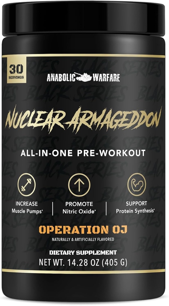 Anabolic Warfare Nuclear Armageddon Pre Workout Powder Pre-Workout for Men & Women with L-Citrulline, Beta Alanine Powder and Caffeine (Orange Juice - 30 Servings)