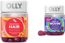 OLLY Μαλλιά Gummies με κερατίνη & βιοτίνη και δυσκοιλιότητα ανακούφιση Gummies με Rβέντι & Προύνες - 60 + 30 κόμης