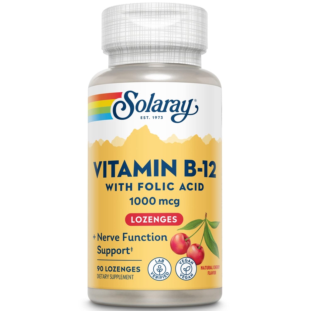 SOLARAY Βιταμίνη B-12 1000mcg Lozenges με φολικό οξύ 