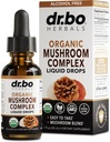 Organic Lions Mane Mushroom Complex - Mushroom Συμπλήρωμα Υγρές σταγόνες Βάμμα για Εστίαση, ομίχλη, Συμπληρώματα Εγκεφαλικής Υγείας - Vegan, Herbal Organic Lion's Mune Mushrooms, Reishi, Turkey Tail Extract 1oz