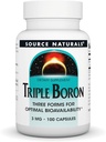 Source Naturals, Triple Boron, Three Forms for Optimal Bioavailibilty*, Περιέχει 3 Μορφές του Trace Mineral Boron – Κιτρικό, Ασπαρτικό και Γλυκινικό, 3mg - 100 Κάψουλες