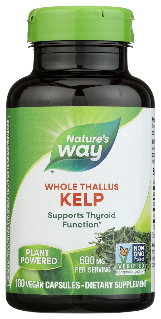 Nature's Way Kelp, Υποστηρίζει τη λειτουργία του θυρεοειδούς *, 600 mg ανά υπηρεσία, Μη ΓΤΟ Έργο Επαληθευμένο, 180 κάψουλες (Packaging May Vary)