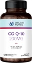 Vitamin World CoQ10 200 mg Softgels, Coenzyme Q10 συμπληρώματα για αντιοξειδωτική υποστήριξη, καρδιακή υγεία & παραγωγή ενέργειας, χωρίς γλουτένη, 120 Softgels ταχείας απελευθέρωσης