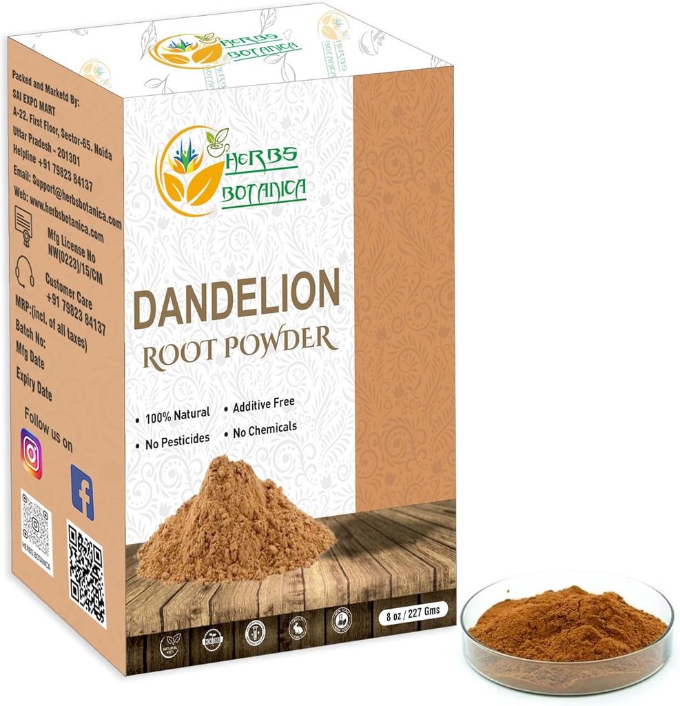 Βότανα Botanica Dandelion Root Powder 100% Natural Dandelion Root for Herbal Tea, Detox & Wellness – Πρόσθετο, συμπλήρωμα Vegan χωρίς πρόσθετα – 8 oz Resealable Pack
