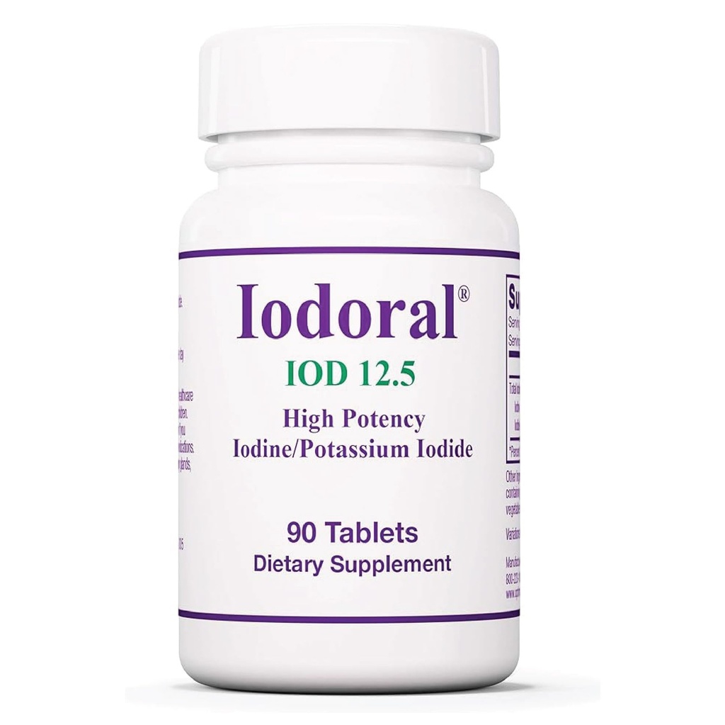 Optimox Iodoral 12, 5 mg συμπλήρωμα - συμπλήρωμα ιωδίου, Θυρεοειδής Υποστήριξη για Γυναίκες και Άνδρες, Χάπια Λύσης Λούγκολ, Ιωδιούχα Δισκία Κάλιου, Καθημερινή Ορυκτό Σύμπλεγμα - 90 Μέτρα