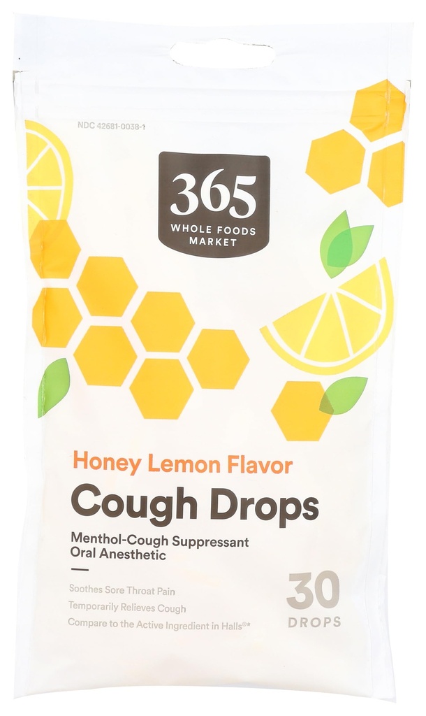 365 by Whole Foods Market, Honey Lemon Cough Drops, 30 Count