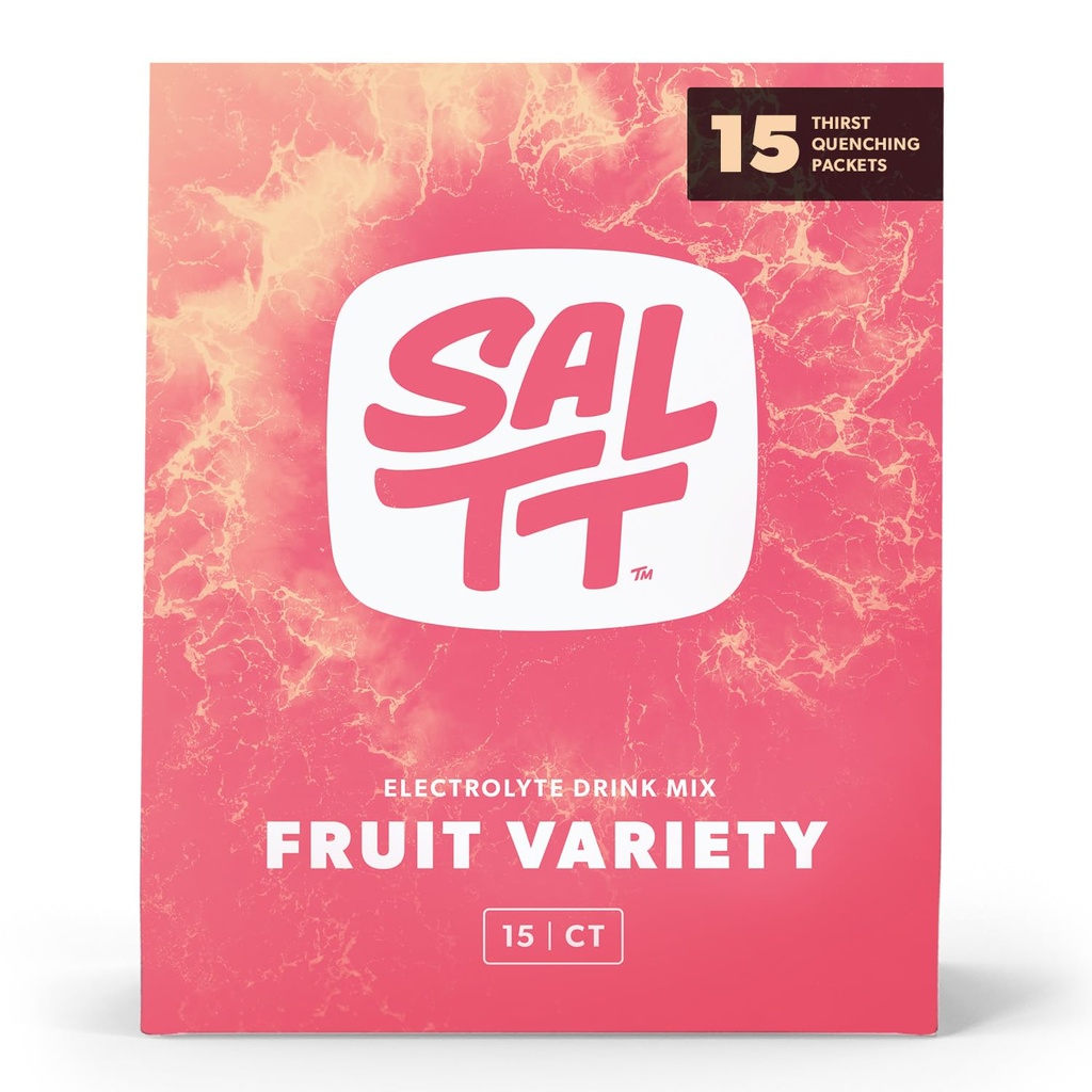 SALTT Electrolytes Powder Packets, Fruit Variety Pack (15 Packets) - Μαγνήσιο, Κάλιο, Νάτριο, Trace Minerals - Vegan & Gluten Free - Travel Essentials - Made in USA