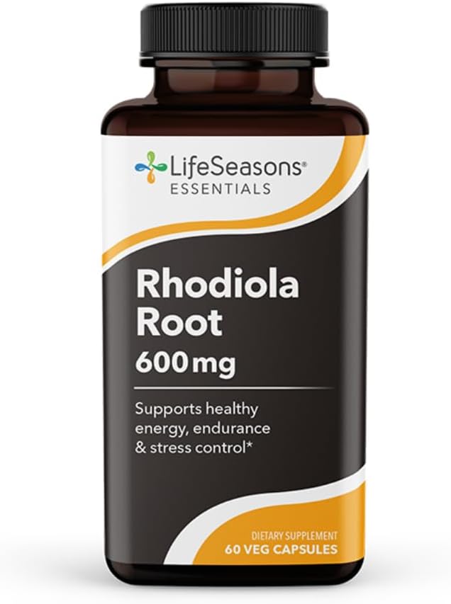 LifeSeasons Essentials Rhodiola Root - Υποστηρίζει υγιή αντίδραση στρες, Φυσικοί κύκλοι ύπνου, Εγκεφαλική Υγεία & Περισσότερα - Φυσική υποστήριξη ηρεμίας - 600 mg ανά 2 κάψουλες - 30 ημέρες προσφοράς