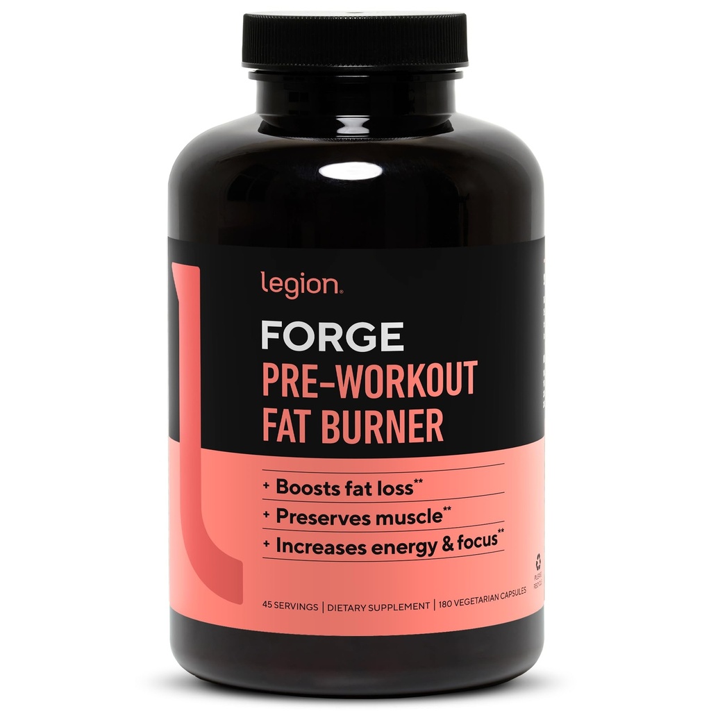 LEGION Forge Fasted Fat Burner - Θερμογόνος Fat Burner, Target Fat και Trim Belly Fat with Yohimbe, HMB Supplement, Choline. Όλα φυσικά, 45 υπηρεσίες..., 180 κόμης (πακέτο του 1)