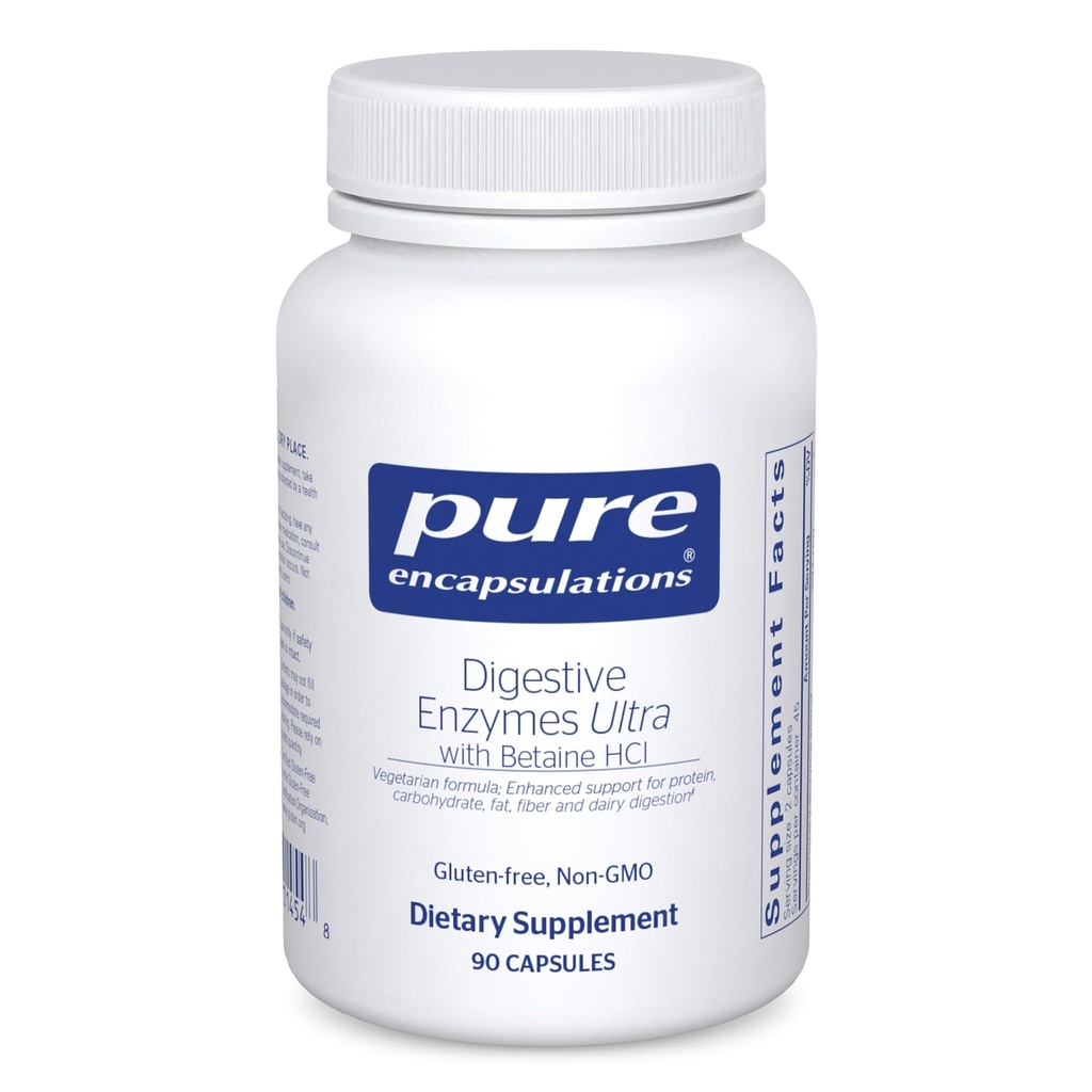 Pure Encapsulations Digestive Enzymes Ultra with Betaine HCl - Vegetarian Digestive Enzyme Supplement to Support Protein, Carb, Fiber, and Dairy Digestion* - 90 Κάψουλες