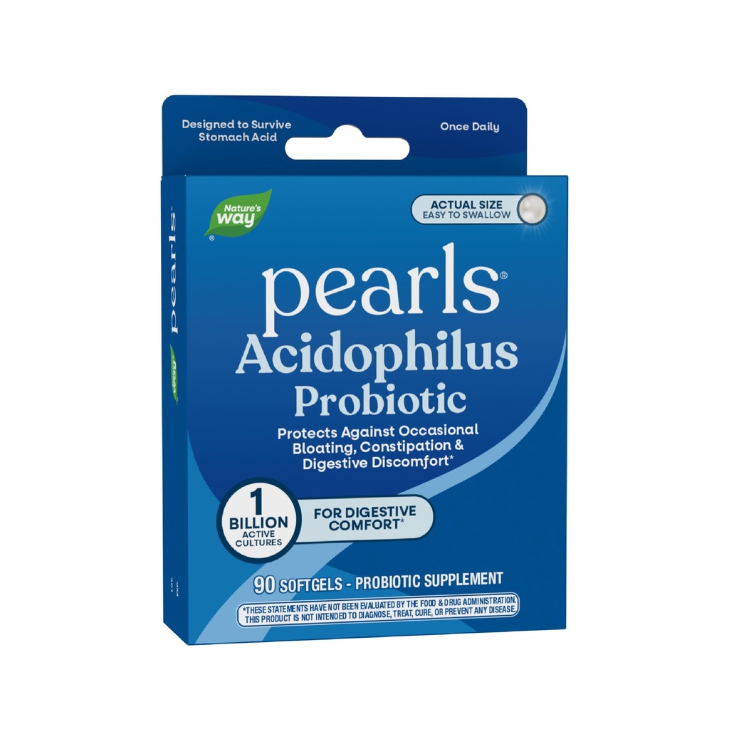 Nature's Way Probiotic Pearls Acidophilus, Υποστηρίζει Digestive Balance & Gut Health, Μειώστε την περιστασιακή δυσκοιλιότητα και Μπλόφα*, 1 Δισεκατομμύρια Πολιτισμοί, 90 Softgels